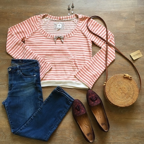 Element Sweater Top Striped Crop Size Medium - Picture 3 of 4